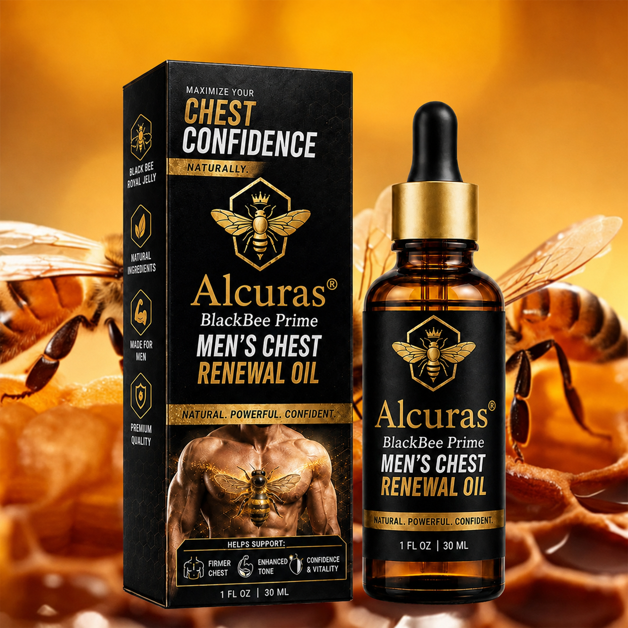 Alcuras® BlackBee Prime Men's Chest Renewal Oil