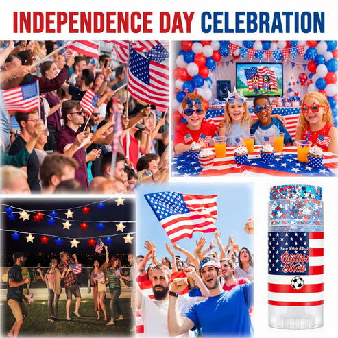 🔥Last Day 70% OFF🦅4th of July Glitter Stick✨🔔Red, White & Blue Body & Hair Sparkle