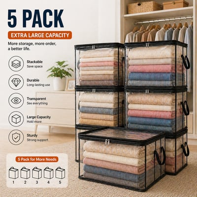 ✨Buy 1 Get 1 Free✨Large Heavy-Duty Thick Plastic Clear Storage Bag for Clothes, Moving & Storage