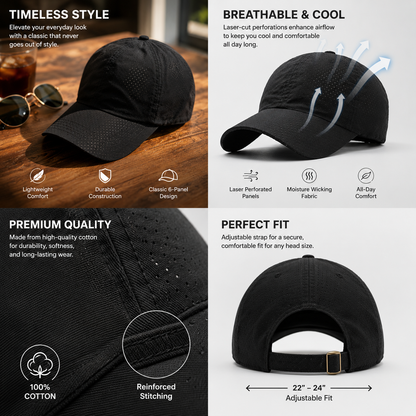 🧢 Stay Cool All Day Alcuras™ Unisex Breathable Baseball Cap|Ultra-Light Comfort • Premium Style