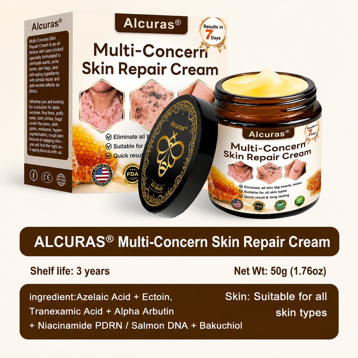 Last Day 80% OFF🐝Alcuras® Multi-Concern Skin Repair Cream