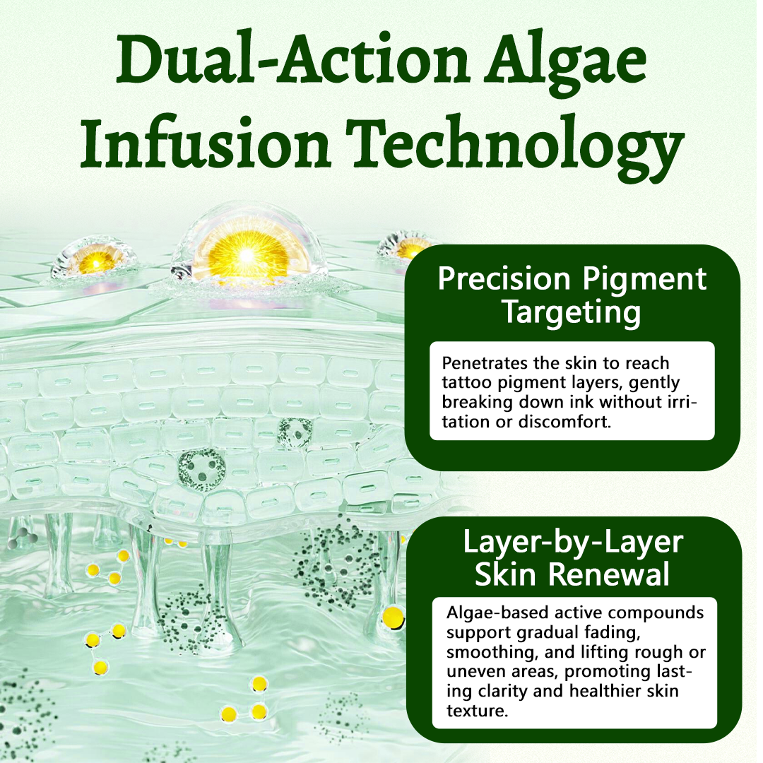 Alcuras® PureAlgae Ink Removal Support Spray 🌿 — Say Goodbye to Old Tattoo Pigment 💚, Fade Stubborn Ink ✨, Repair & Smooth Treated Skin 💧, Non-Laser ✅, Try It Now! 🔥