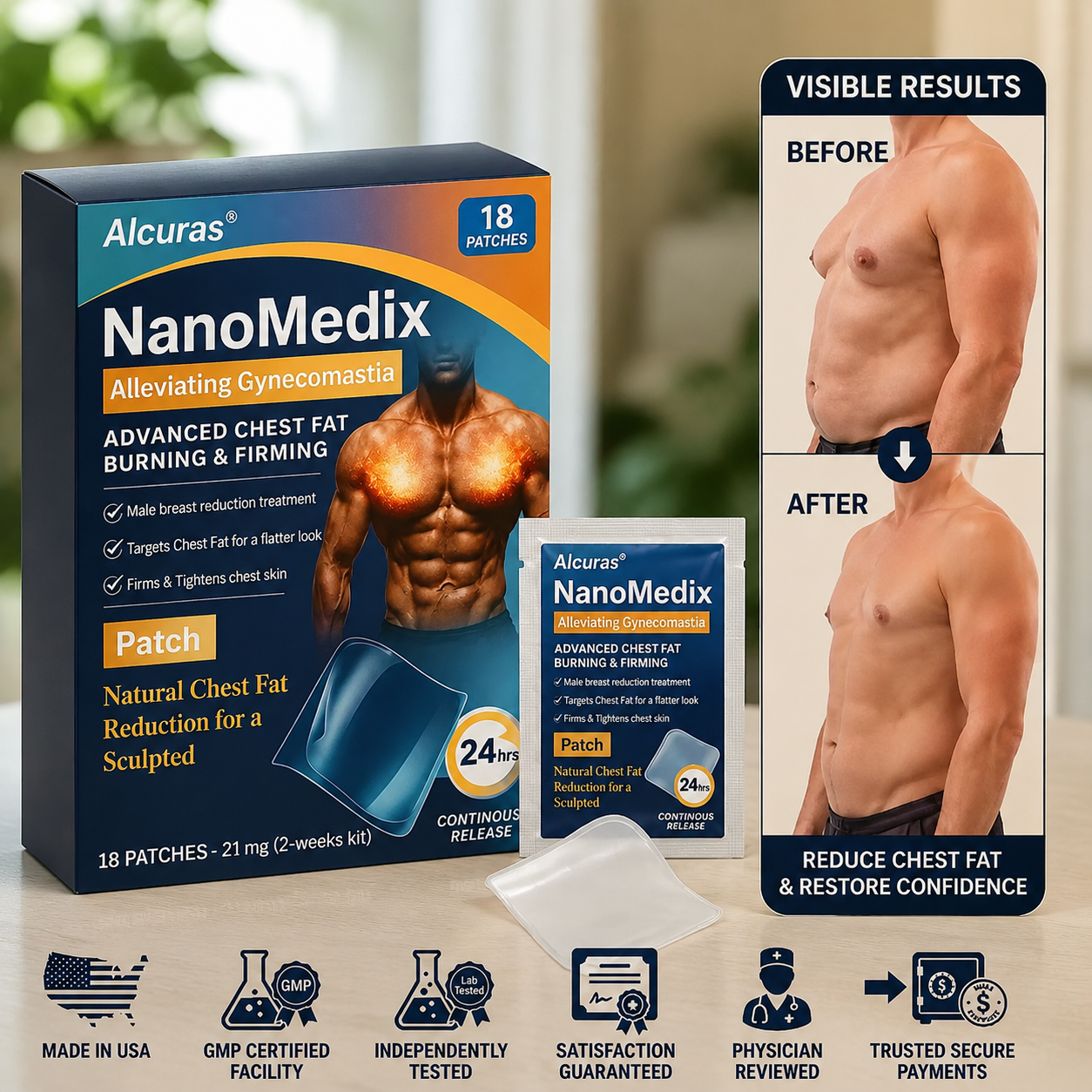 Alcuras® SculptXX Gynecomastia Burn & Firm Chest Patch