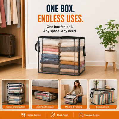 ✨Buy 1 Get 1 Free✨Large Heavy-Duty Thick Plastic Clear Storage Bag for Clothes, Moving & Storage