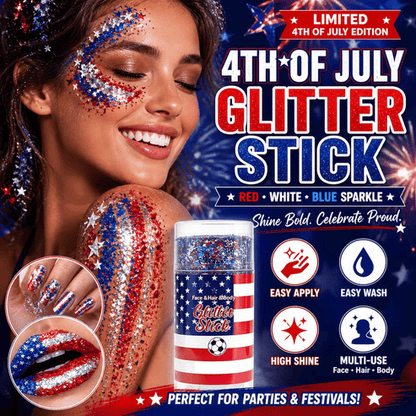 🔥Last Day 70% OFF🦅4th of July Glitter Stick✨🔔Red, White & Blue Body & Hair Sparkle