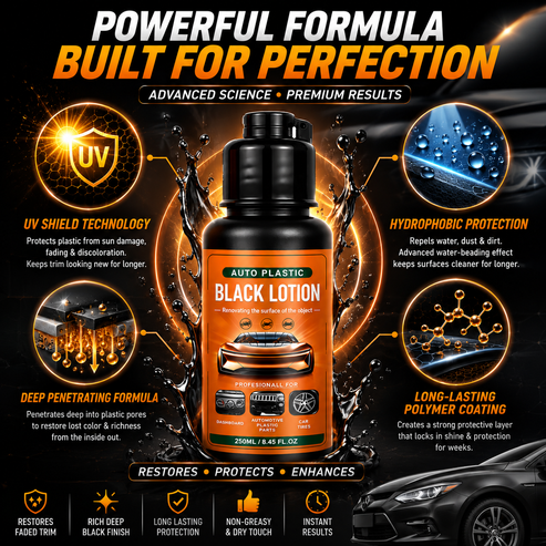 🚗 Plastic & Trim Restorer - Interior & Exterior Revitalizer with Applicator Pad
