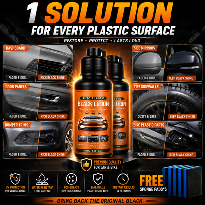 🚗 Plastic & Trim Restorer - Interior & Exterior Revitalizer with Applicator Pad