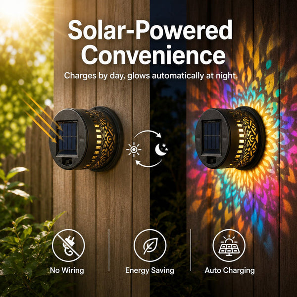 🌙✨ Solar Mandala Wall Light 🥇 – Waterproof Outdoor Garden Fence Projector Lamp with Magical Ambient Glow🪐🌌