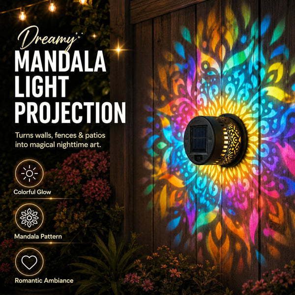 🌙✨ Solar Mandala Wall Light 🥇 – Waterproof Outdoor Garden Fence Projector Lamp with Magical Ambient Glow🪐🌌