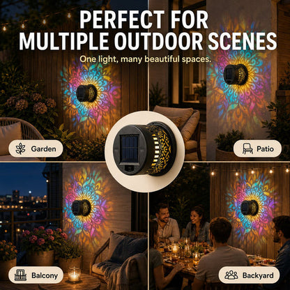 🌙✨ Solar Mandala Wall Light 🥇 – Waterproof Outdoor Garden Fence Projector Lamp with Magical Ambient Glow🪐🌌
