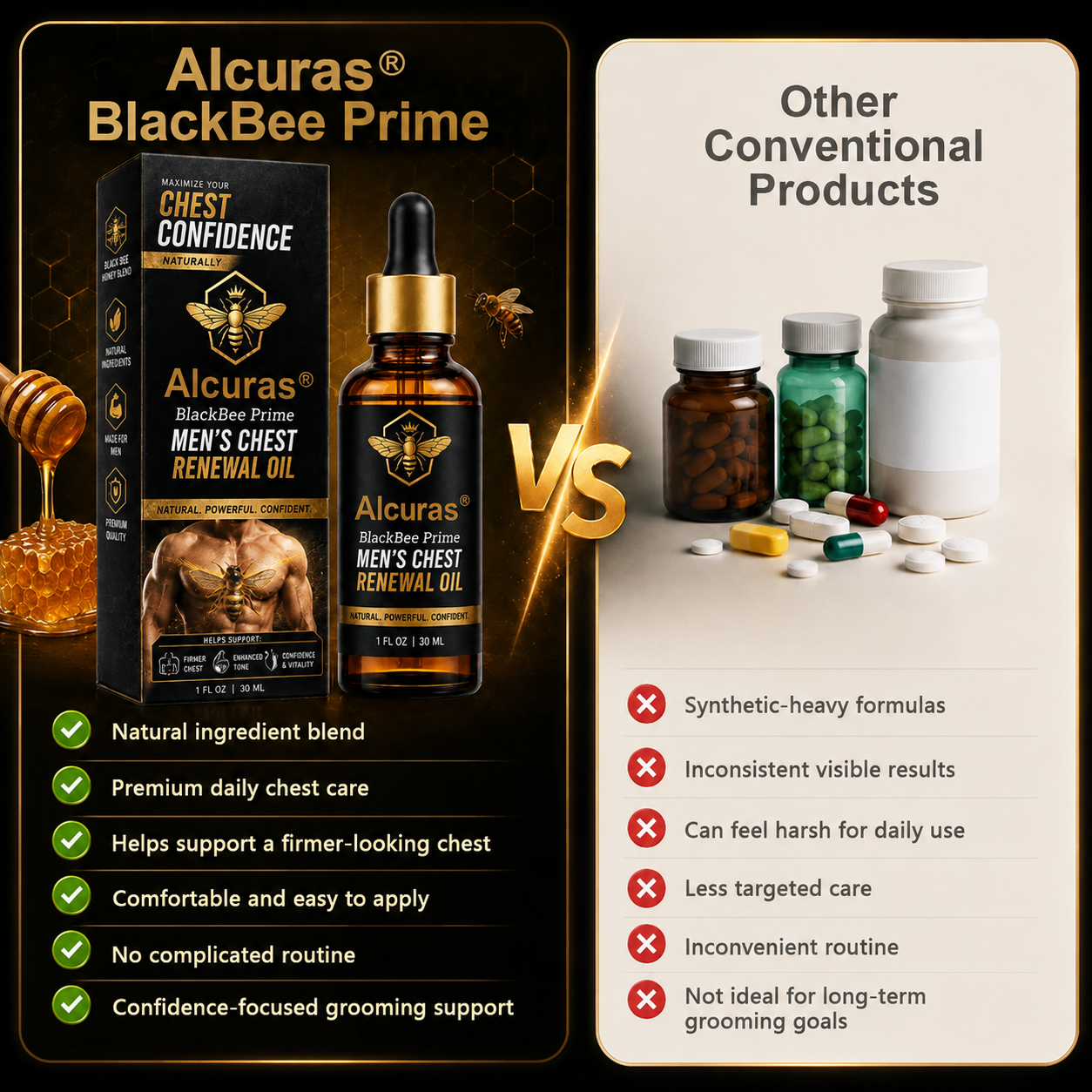 Alcuras® BlackBee Prime Men's Chest Renewal Oil