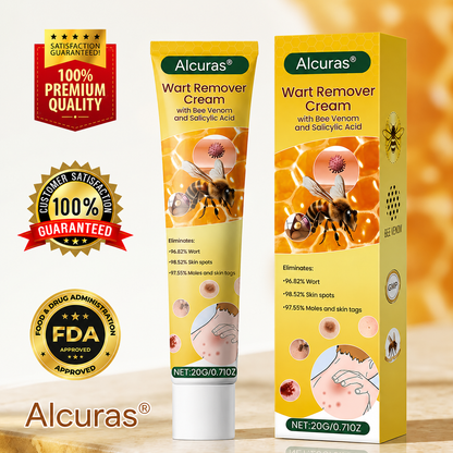 Alcuras® Wart Remover Cream with Bee Venom and Salicylic Acid – Skin Tag Removal & Skin Repair Formula for Face and Body