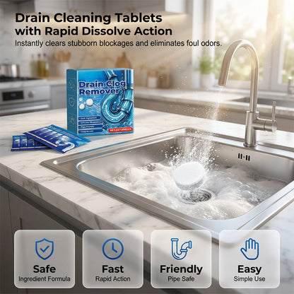 🧼 BUY 1 GET 1 FREE!🚰 Effervescent Drain Clog Remover Tablets – Fast-Acting, Safe for Pipes & Removes Odors for Smooth Drains ✨