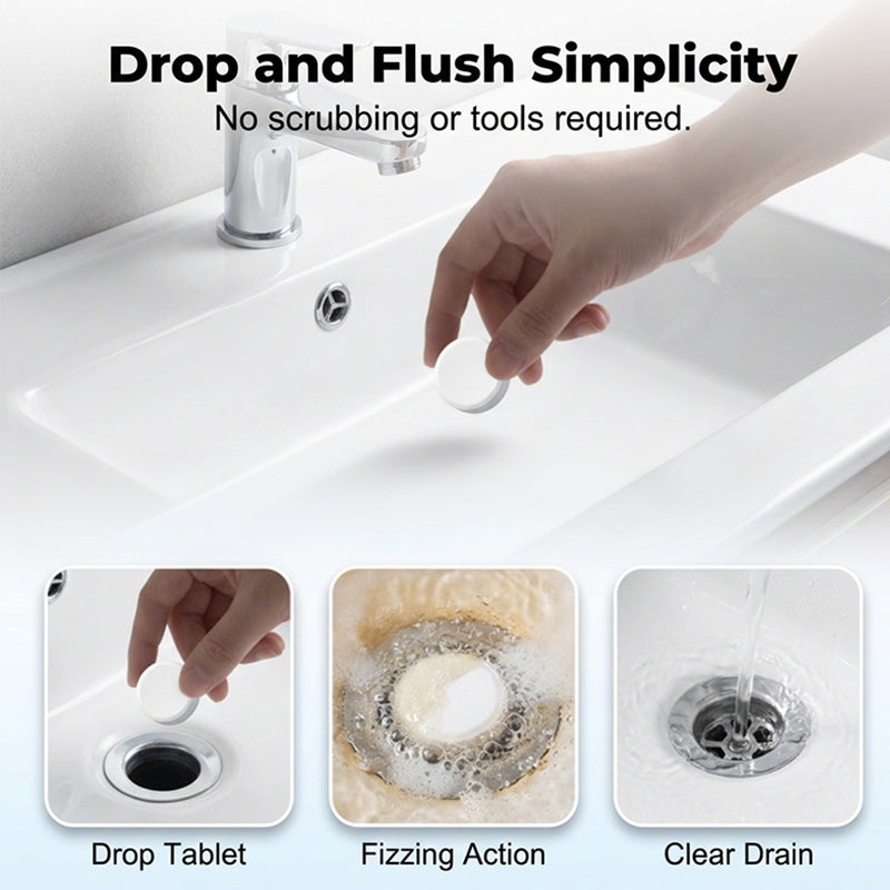 🧼 BUY 1 GET 1 FREE!🚰 Effervescent Drain Clog Remover Tablets – Fast-Acting, Safe for Pipes & Removes Odors for Smooth Drains ✨