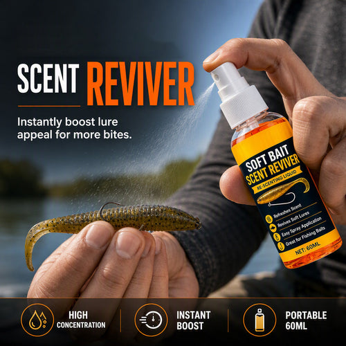 🎣50% OFF NOW! Soft Bait Scent Booster Spray‑60ML High‑Concentration Fishing Lure Scent Reviver, Portable Instant Attractant Spray for Fresh & Saltwater Soft Baits