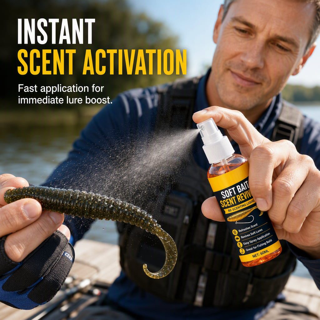 🎣50% OFF NOW! Soft Bait Scent Booster Spray‑60ML High‑Concentration Fishing Lure Scent Reviver, Portable Instant Attractant Spray for Fresh & Saltwater Soft Baits