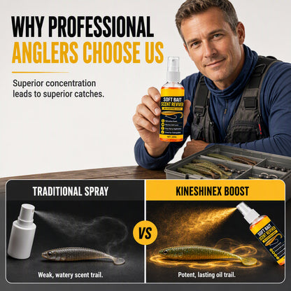 🎣50% OFF NOW! Soft Bait Scent Booster Spray‑60ML High‑Concentration Fishing Lure Scent Reviver, Portable Instant Attractant Spray for Fresh & Saltwater Soft Baits